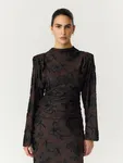 Marena Batwing Top - Coffee Bean Black Flowers