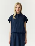 Leona Short Top - Navy Blazer W. Checks
