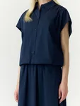 Leona Short Top - Navy Blazer W. Checks