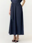 Leona Long Skirt - Navy Blazer W. Checks