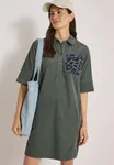 Solid Corduroy Dress - Dried Olive Green             