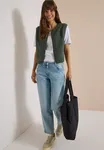 Solid Teddy Vest - Dried Olive Green             