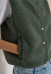 Solid Teddy Vest - Dried Olive Green             