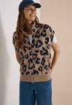 Aop Doubleface zip vest - Creamy Mocha Melange          