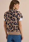Aop Doubleface zip vest - Creamy Mocha Melange          
