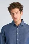 Soft Indigo Stretch Shirt - Mid Blue
