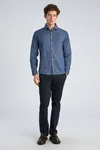 Soft Indigo Stretch Shirt - Mid Blue