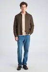 Flannel Wool Blend Overshirt - Brown Mel