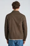 Flannel Wool Blend Overshirt - Brown Mel