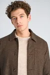 Flannel Wool Blend Overshirt - Brown Mel