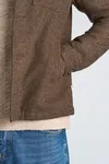 Flannel Wool Blend Overshirt - Brown Mel