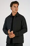 Flannel Wool Blend Overshirt - Black Mel