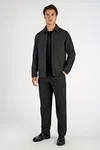 Flannel Wool Blend Overshirt - Black Mel