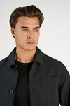 Flannel Wool Blend Overshirt - Black Mel
