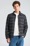 Brushed Check Overshirt - Navy