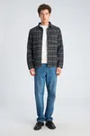 Brushed Check Overshirt - Navy