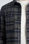Brushed Check Overshirt - Navy