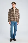 Brushed Check Overshirt - Brown