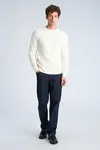 Ribbes O-neck Knit  - Offwhite