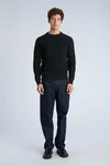 Ribbes O-neck Knit  - Black