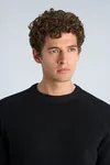 Ribbes O-neck Knit  - Black