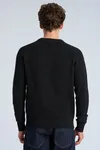 Ribbes O-neck Knit  - Black