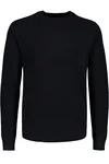 Ribbes O-neck Knit  - Black