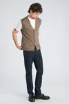Merino Vest - Dk Sand Mel