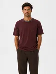 Striped O-neck Tee - Burgundy