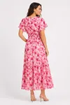 Flower Long Dress - Cerise