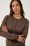Mila R-neck Cardigan  - Fondue Fudge Melange