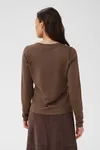 Mila R-neck Cardigan  - Fondue Fudge Melange