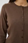 Mila R-neck Cardigan  - Fondue Fudge Melange