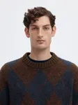 Rai Knit Argyle Crew Neck - Delicioso Navy Blazer / Tawny Port