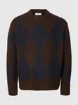 Rai Knit Argyle Crew Neck - Delicioso Navy Blazer / Tawny Port
