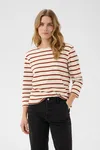 Nela T-shirt - Eggnog/Roasted Russet Stripe