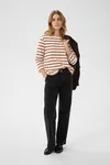 Nela T-shirt - Eggnog/Roasted Russet Stripe