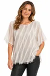 Mingel More Top With Fringes - White