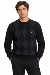 Cotton Merino Argyle Jumper - Dark Navy Marl / Mid Navy Marl 