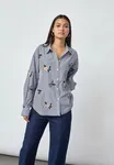 Enola Shirt - Navy Stripes Emb.