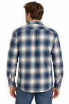 Checked Brushed Shirt - Denim Blue