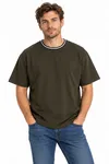 Structured O-Neck Tee - Brown