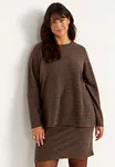 Beata Slit Sweater - Brown Melange