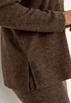 Beata Slit Sweater - Brown Melange