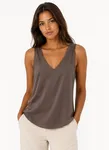 Mabel Double V-Neck Top - Taupe
