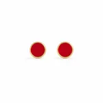 Ava Petite Stud - Gold W Red