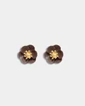 Flower Petite Earrings - Dark Brown