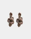 Leaf Marble Earrings - Dark Brown