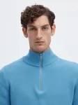 Dane Knit Structure Half Zip - Blissful Blue