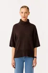 Emilia 2/4 Wool Knit Pullover  - Coffee Bean